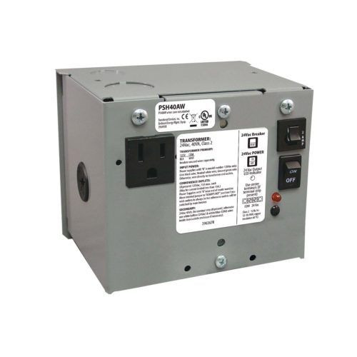 Functional Devices PSH40AW Single 40 VA Power Supply, 120 Vac to 24 Vac, UL Class 2, Secondary Wires, Metal Enclosure