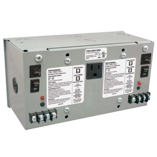 Functional Devices PSH100A100A Dual 100 VA, 120 Vac to 24 Vac, UL Class 2, Metal Enclosure