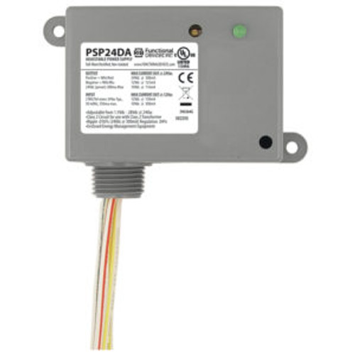 Functional Devices PSP24DA DC Power Supply, Non-Isolated Linear, 24 Vac to 1.5-28 Vdc, Adjustable Output, NEMA 1 Housing