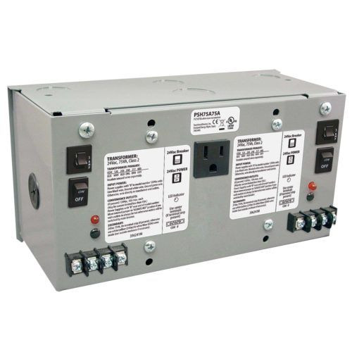 Functional Devices PSH75A75A Dual 75 VA, Multi-tap 480/277/240/208/120 to 24 Vac, UL Class 2, Metal Enclosure