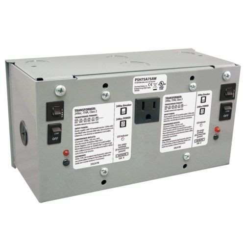 Functional Devices PSH75A75AW Dual 75 VA, Multi-tap 480/277/240/208/120 to 24 Vac, UL Class 2, Secondary Wires, Metal Enclosure