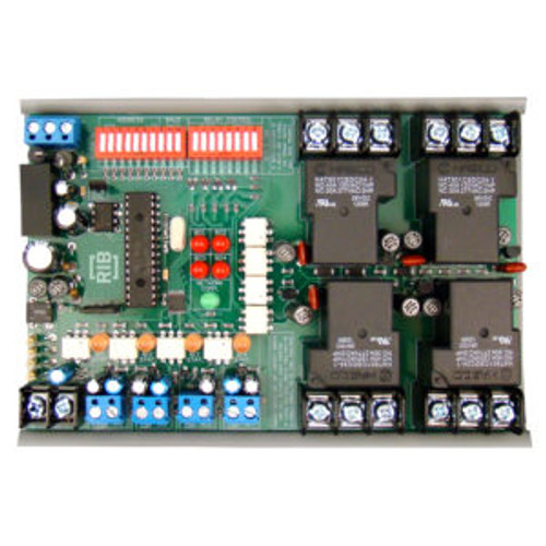 Functional Devices RIBMW24B-44-BC BACnet MS/TP Network Relay Device, Four Binary Outputs + Override, Four Binary Inputs, 24 Vac/dc Power Input, 4.00" Track Mount
