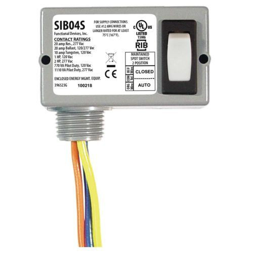 Functional Devices SIB04S Switch, 20 Amp, 2 Position Maintained, On/On, 3 Wires, NEMA 1 Housing