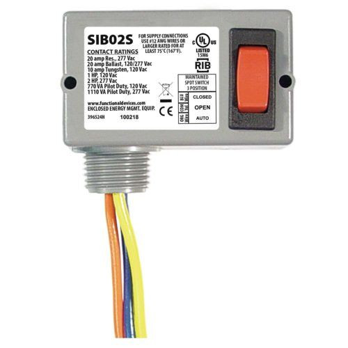 Functional Devices SIB02S Switch, 20 Amp, 3 Position Maintained, Center Off, 3 Wires, NEMA 1 Housing