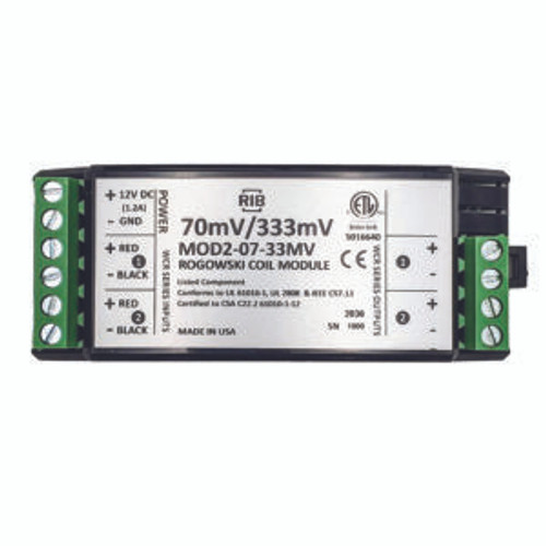 Functional Devices MOD2-07-33MV Current Transformer Integrator, Rogowski Coil, 2 Phase, 333mV Output, 70mV, DIN Rail Mount