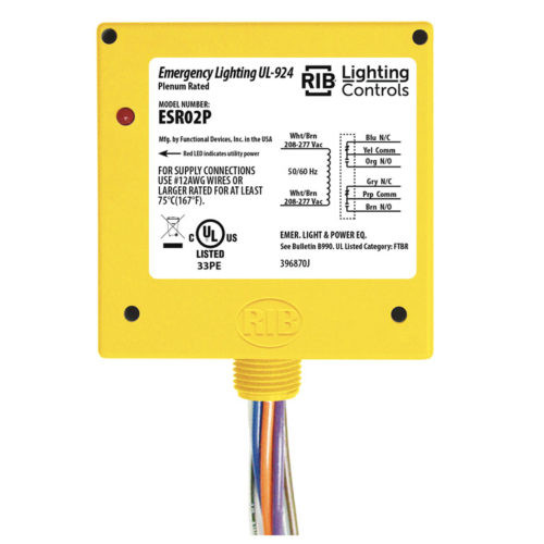 Functional Devices ESR02P UL924 Emergency Lighting Bypass/Shunt Relay, 20 Amp DPDT, 208-277 Vac Coil, NEMA 1 Housing