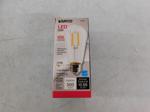 Satco 5.5ST19/CL/LED/E26/27K/120V Miniature and Specialty Bulbs 120V 5.5W 2700 Lumens