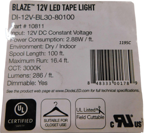 Diode LED DI-12V-BL30-80100 LED Bulbs Tape Light 12V