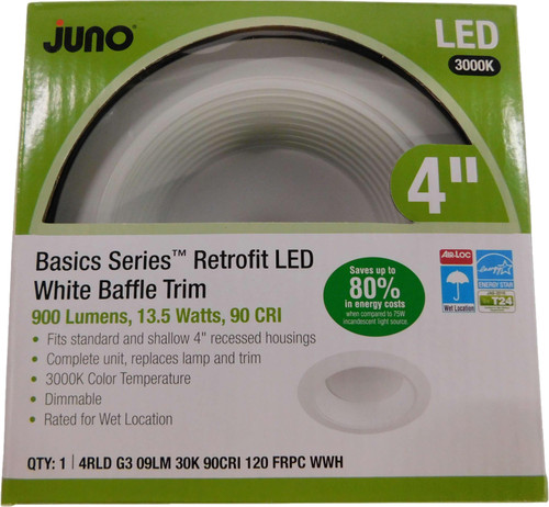 Juno Lighting 4RLD-G3-09LM-30K-90CRI-120-FRPC-WWH LED Bulbs Recessed Housing 13.5W White