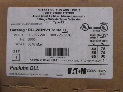 Eaton DLL2/UNV1S903TF Miniature and Specialty Bulbs LED Luminaire 277V 35W IP66