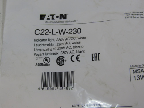 Eaton C22-L-W-230 Occupancy Switches 230V 50/60Hz White