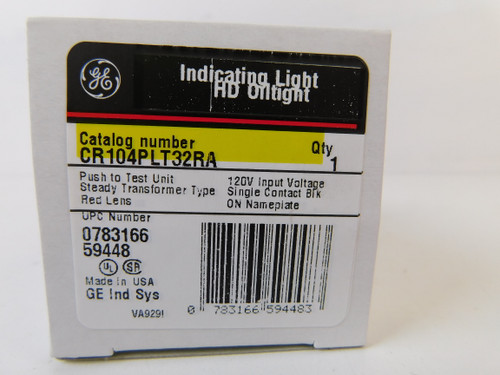 GE CR104PLT32RA Indicating Light Heavy-Duty 120V Red Oiltight