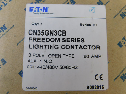 Eaton CN35GN3CB Lighting Contactor 3P 60A 480V 50/60Hz 1NO Electrically Held