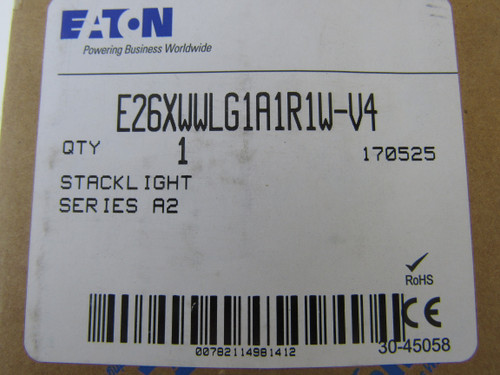 Eaton E26XWWLG1A1R1W-V4 LED Stacklight 120V 50/60Hz