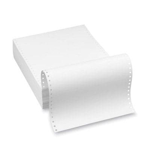 12 x 8 1/2 - 18# 1-Ply Continuous Computer Paper (3,000 sheets/carton)  Regular Perf, IBM Spec Paper - Blank White 141160