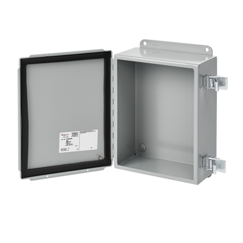 nVent Hoffman A1412CHQR Continuous Hinge Enclosure Quick-Release Latch Type 12, 14x12x6, Gray, Mild Steel