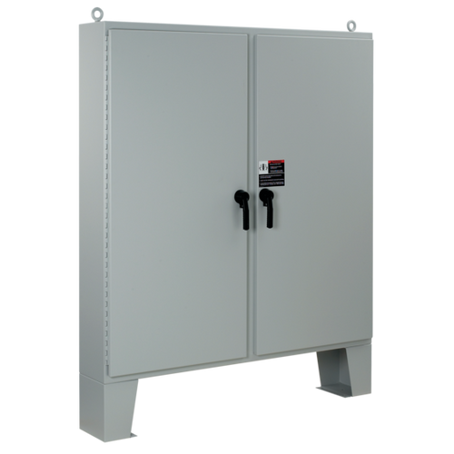 nVent Hoffman A62H6012LP3PT Two-Door Floorstand and 3pt Latch Type 4, 62.06x60.06x12.06, Gray, Steel