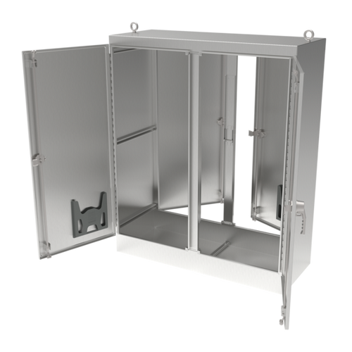 nVent Hoffman A724824SSFSDN4 Freestand 2 Door Single Access 3Pt Type 4X, 72x48x24, Brushed, SS304