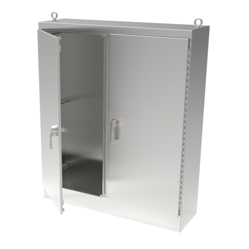 nVent Hoffman A726024SSFSDADN4 Freestand 2 Door Dual Access 3Pt Type 4X, 72x60x24, Brushed, SS304