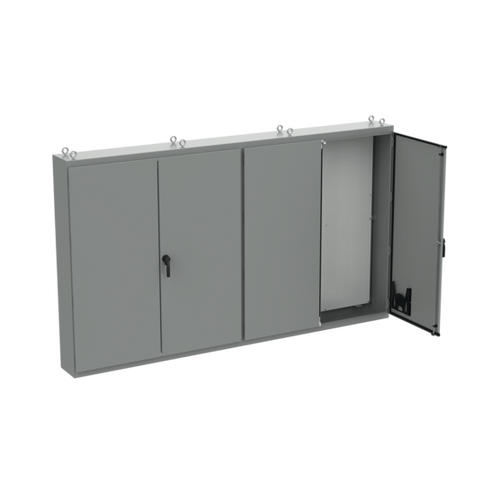 nVent Hoffman A86M4E20G Free-Stand Multi-Door Type 12 Gray Inside 4Dr, 86.12x149.19x20.12, Gray, Steel
