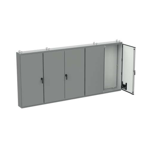 nVent Hoffman A86M5E20 Free-Stand Multi-Door Type 12 White Inside 5Dr, 86.12x187.00x20.12, Gray, Steel