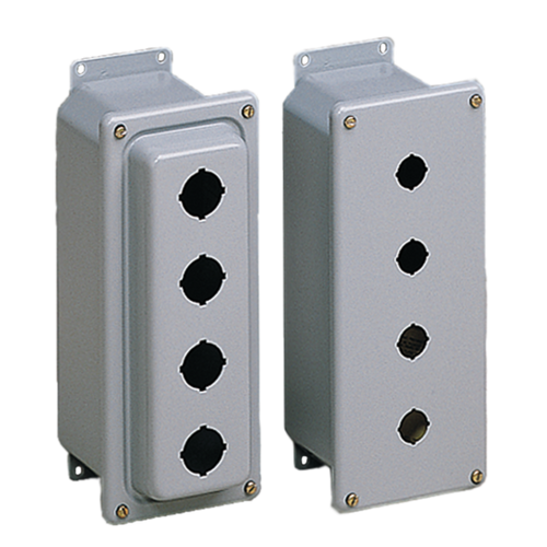 nVent Hoffman ED4PB Drawn Pushbutton Enclosures Type 4, 4PBx30.5mm; 10.25x4.00x2.75, Gray, Steel