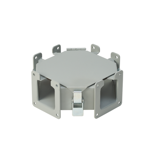 nVent Hoffman F22LC Cross Fitting Lay-in Hinged-Cover, 2.50x2.50, Gray, Steel