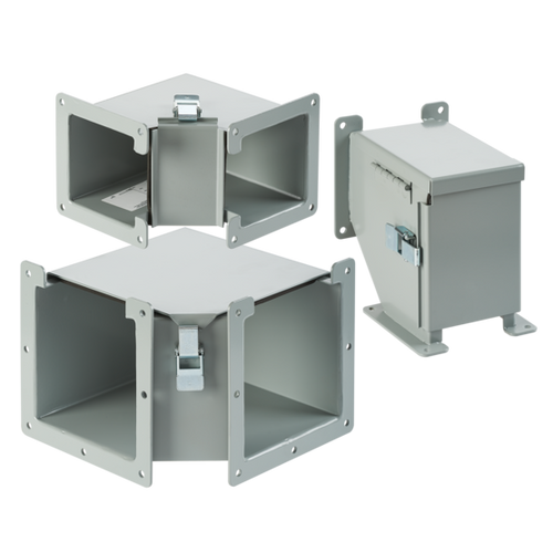 nVent Hoffman F66LE9A Elbow 90-Degree LayIn Wireway Top Opening, 6.00x6.00, Gray, Mild Steel