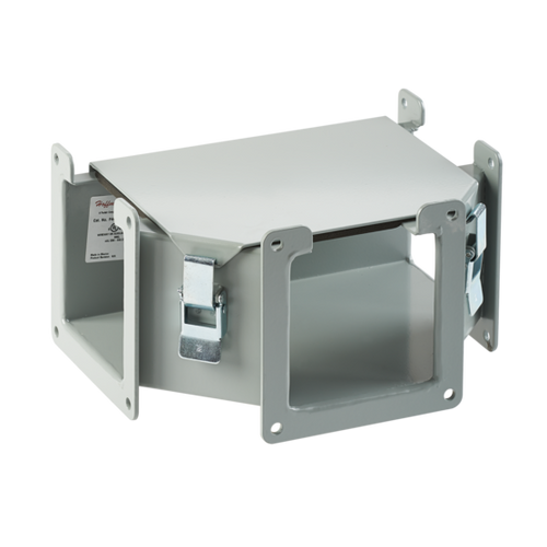nVent Hoffman F88LTA Tee Fitting Lay-in Hinged Cover Top Opening, 8.00x8.00, Gray, Steel