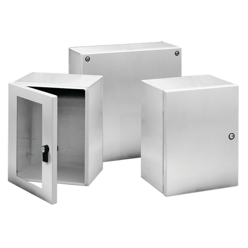 nVent Hoffman LHC151512SS6 InLine Hinged Cover 1/4 Turn Latch Type 4X, 150x150x120mm, Brushed, Stainless 316