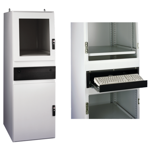 nVent Hoffman PGLD1486CWS ProLine Gold Series Computer Workstation Type 12, 1400x800x600, Lt Gray, Steel