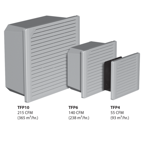 nVent Hoffman TFP624 TFP6 Side-Mount Filter Fan Type 1, 24V 140CFM, Light Gray, Composite