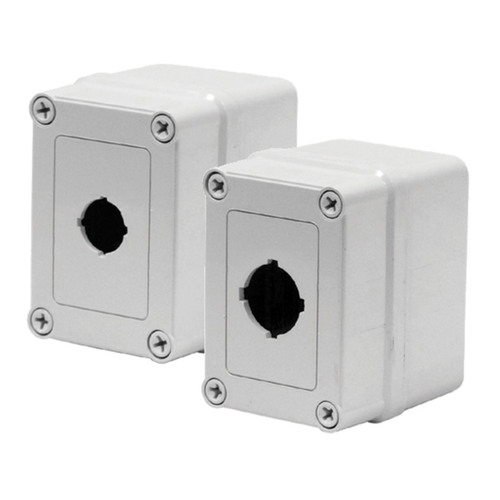 nVent Hoffman VM733-PBS2 VM Pushbutton Flat Opaque Screw Cover Type 4X, 6.72x3.17x3.61, Lt Gray, Polyester, PBS2