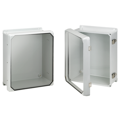nVent Hoffman CHJ606HWPL1LG Flat Clear Cover with Latches Type 4X, 5.71x5.72x4.05, Lt Gray, Fiberglass