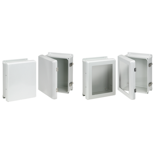 nVent Hoffman HJB1816HWPL2LG Flat Cover Window with Latches Type 4X, 17.81x15.81x8.86, Lt Gray, Fiberglass