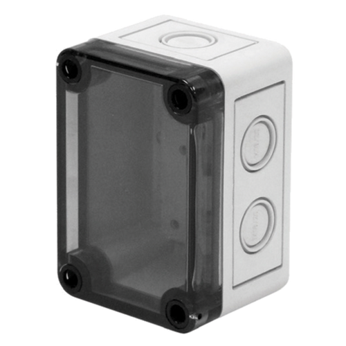 nVent Hoffman MB040425PCCTK MultiBox Trnsp Scr Cvr with Knockouts Type 4X, 4.33x4.33x2.60, Lt Gray, Polycarbonate, PCCTK