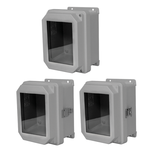 nVent Hoffman RVJB1614HWPL2 RVJB Raised Cover with Bonded Window Type 4X, 17.32x15.32x6.67, Lt Gray, Fiberglass, HWPL