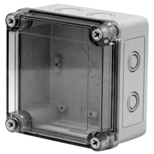 nVent Hoffman VM534CTK VM Flat Transparent Screw Cover with Knockouts Type 4X, 5.03x3.06x4.02, Lt Gray, Polyester, CTK