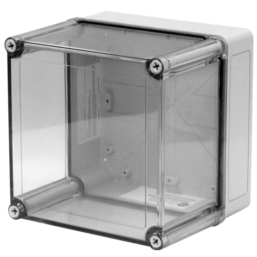 nVent Hoffman VM755CT VM Flat Transparent Screw Cover Type 4X, 7.00x5.03x5.02, Lt Gray, Polyester, CT