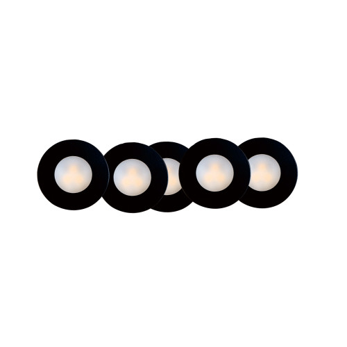 6P-AD108-4K-D-H-BK - 6 Pack Mini Puck Black 1" LED 12V 1W 4000K 70 lm per Puck With Plug-In Non Dim Driver & 6-Port Hub - Lotus LED Lights