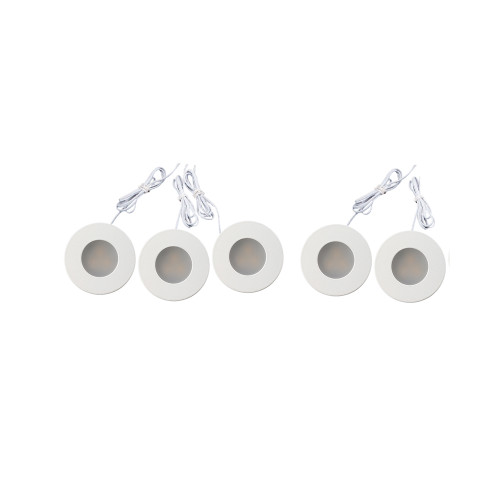 6P-AD108-4K-D-H-WH - 6 Pack Mini Puck White 1" LED 12V 1W 4000K 70 lm per Puck With Plug-In Non Dim Driver & 6-Port Hub - Lotus LED Lights