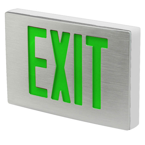 Best Lighting Products KXTEU2GWASDT2C-277-USA Die-Cast Aluminum Exit Sign, Double Face, Green Letter, AC Only, Self Diagnostics