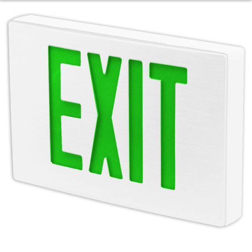 Best Lighting Products KXTEU3GAW2C-120 Die-Cast Aluminum Exit Sign, Universal Face, Green Letter, AC Only