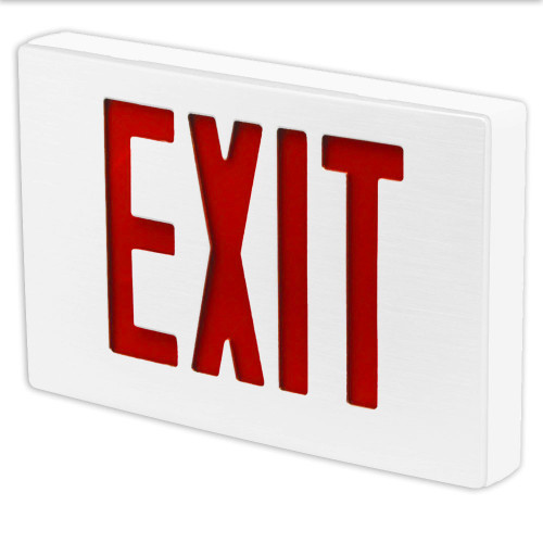 Best Lighting Products KXTEU1RAWSDT2C-277-USA Die-Cast Aluminum Exit Sign, Single Face, Red Letter, AC Only, Self Diagnostics