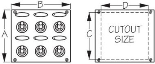 Nylon Switch PANEL 6 TOGGLES - IP68 (424636-1)