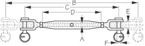 Stainless Steel JAW/JAW TURNBUCKLE - 12MM (185512)