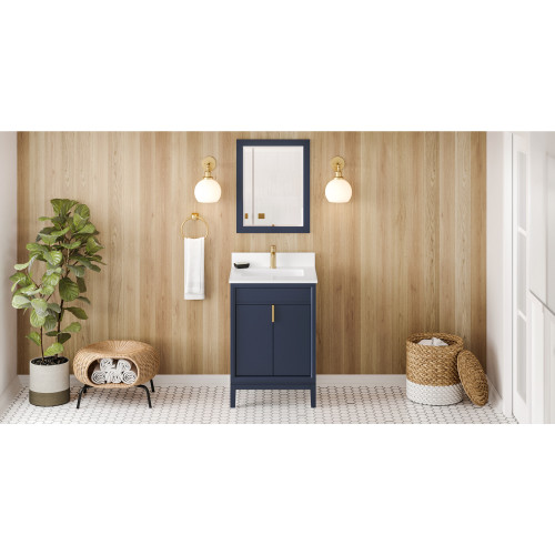 24" Hale Blue Theodora Vanity, White Quartz Vanity Top, undermount rectangle bowl | VKITTHE24BLWQR1 | Jeffrey Alexander