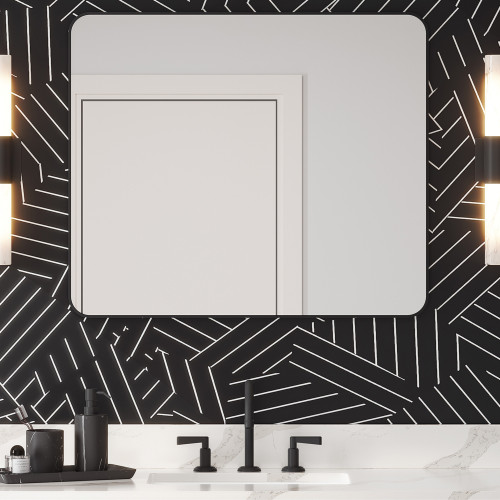 24" W x 1" D x 30" H Matte Black Rounded Rectangle Metal Frame Mirror | VMIR-METR-24MB | Jeffrey Alexander