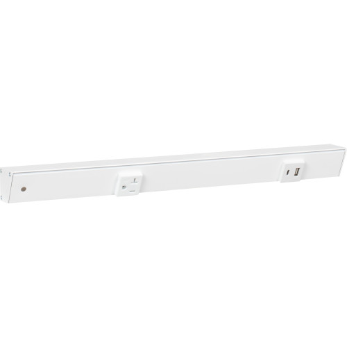 18" Slim Angle Power Strip with USB-A/C, on Right, White | APTUR18-2WWT | Task Lighting