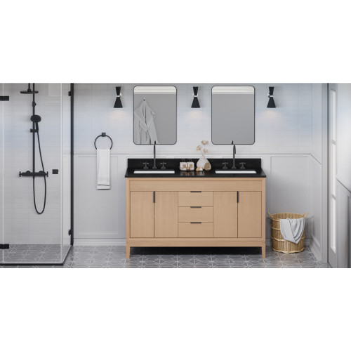 Theodora 60" Double Bathroom Vanity Set | VKITTHE60NOBGR | Jeffrey Alexander